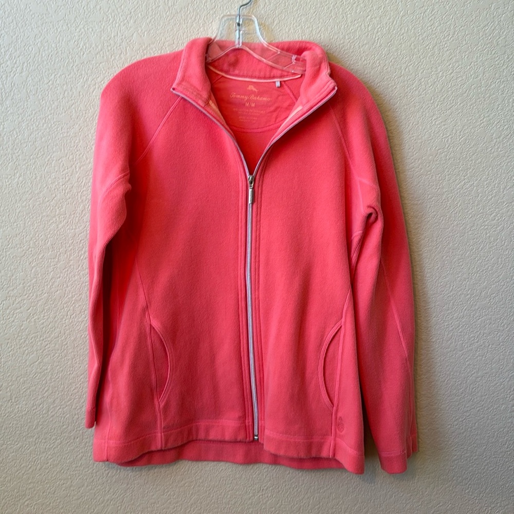 Tommy Bahama women’s full zip coral sweatshirt size MEDIUM